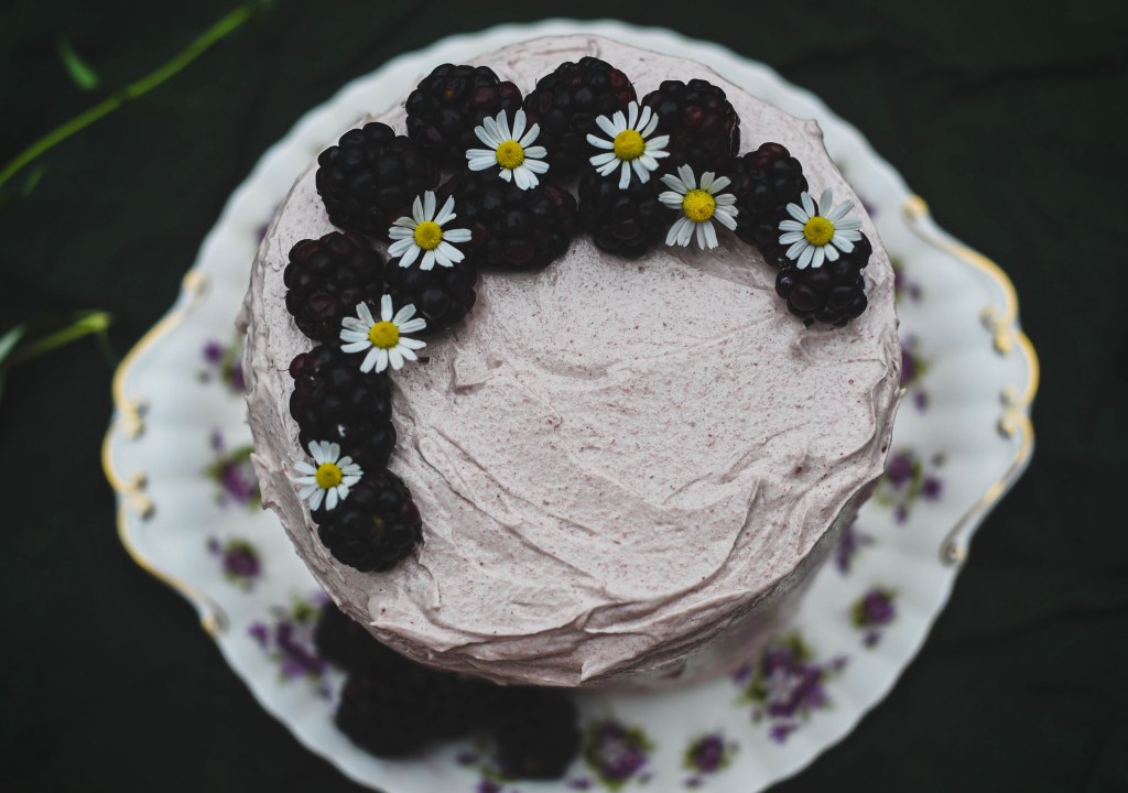 Vegan banana cake with blackberry chamomile buttercream&nbsp;Recipe