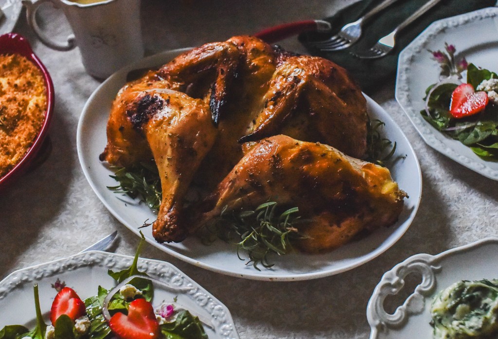 Spatchcocked chicken